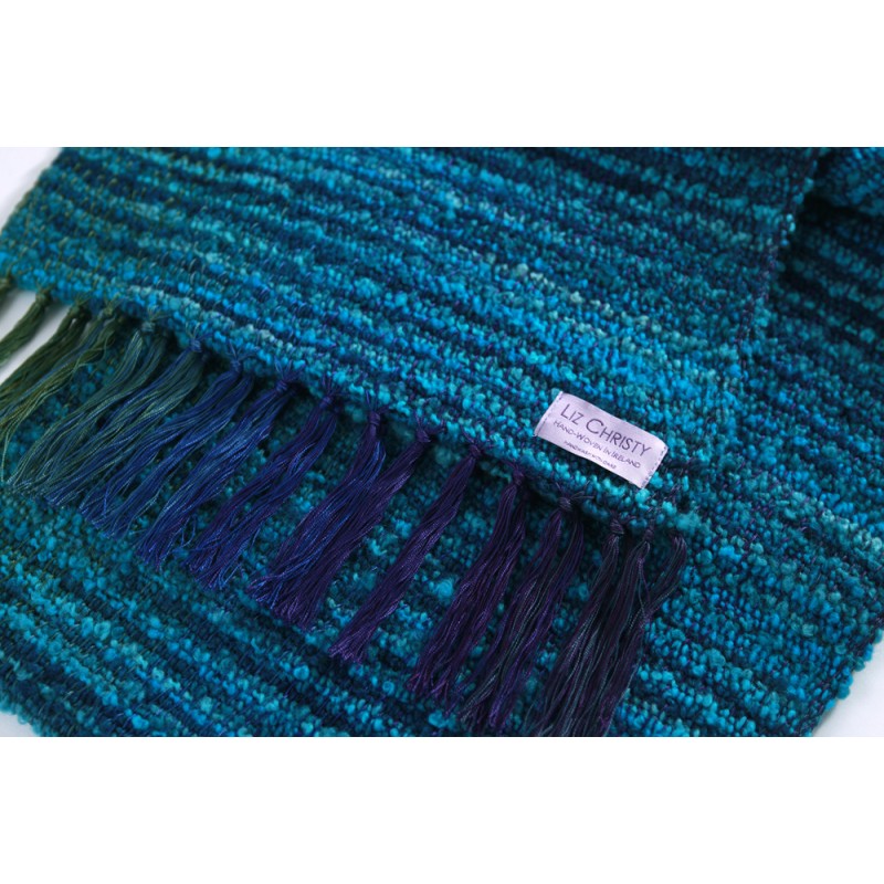 Liz Christy - waterlillies scarf in cerulean-blue - Celtic Croft 