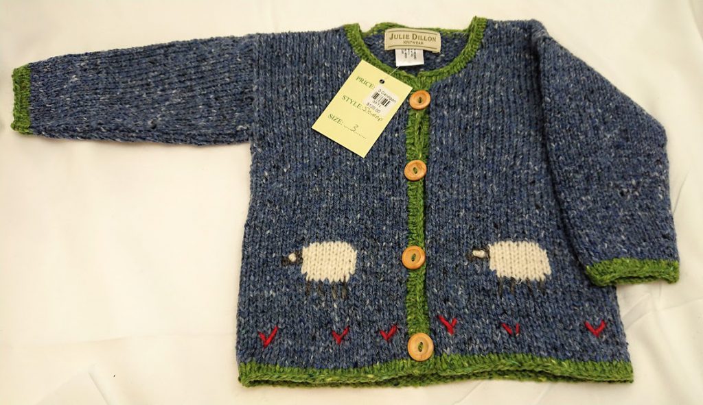 Julie Dillon Kids Knitted Cardigan - Blue with Sheep