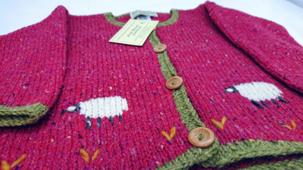 Julie Dillon Kids Knitted Wool Cardigan - Pink Sheep