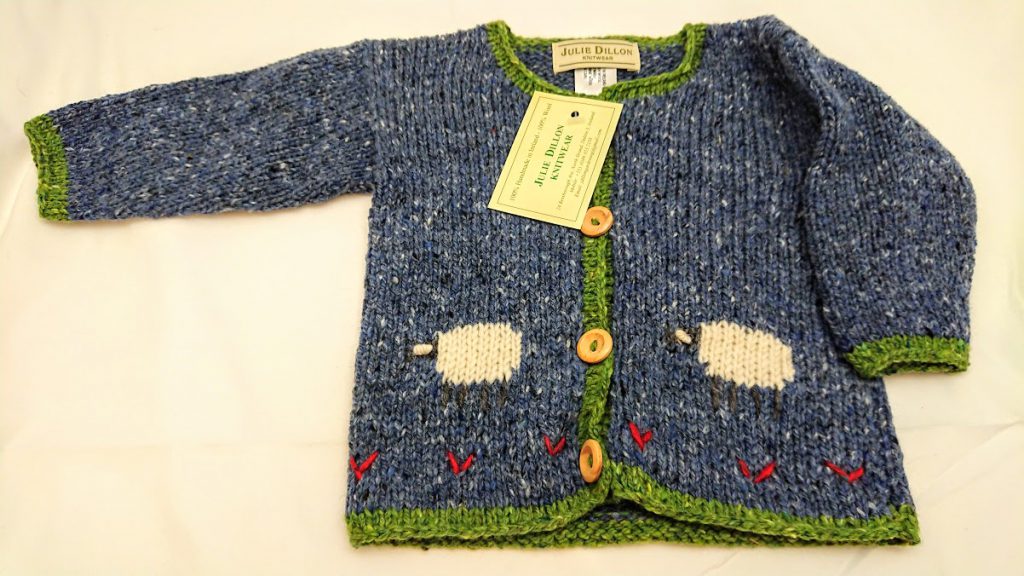 Julie Dillon Kids Knitted Wool Cardigan - Blue Sheep 