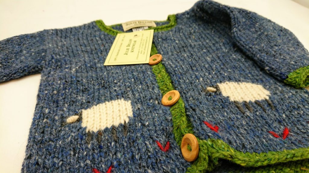 Julie Dillon Kids Knitted Wool Cardigan - Blue Sheep 