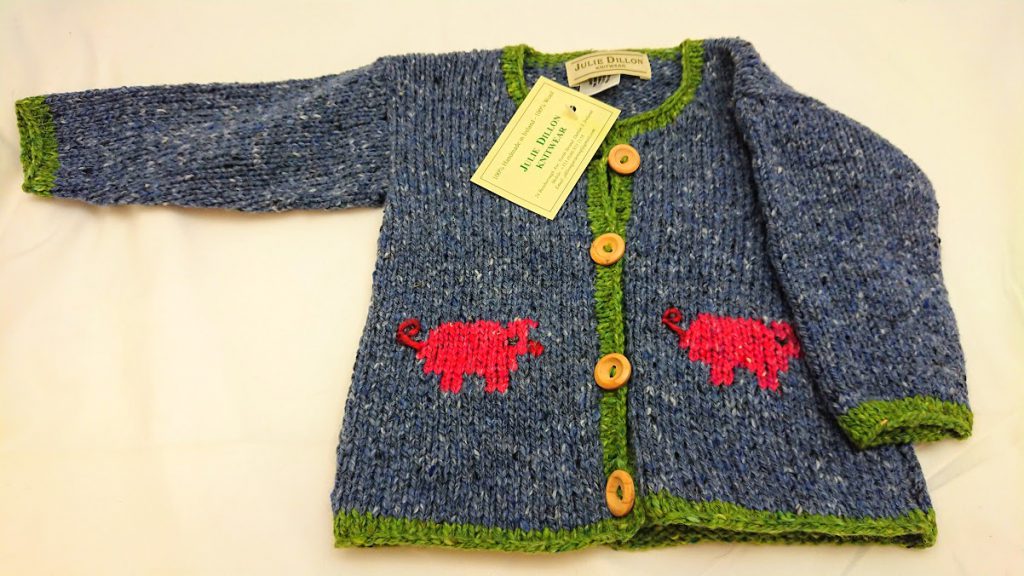 Julie Dillon Kids Knitted Wool Cardigan - Blue Pig