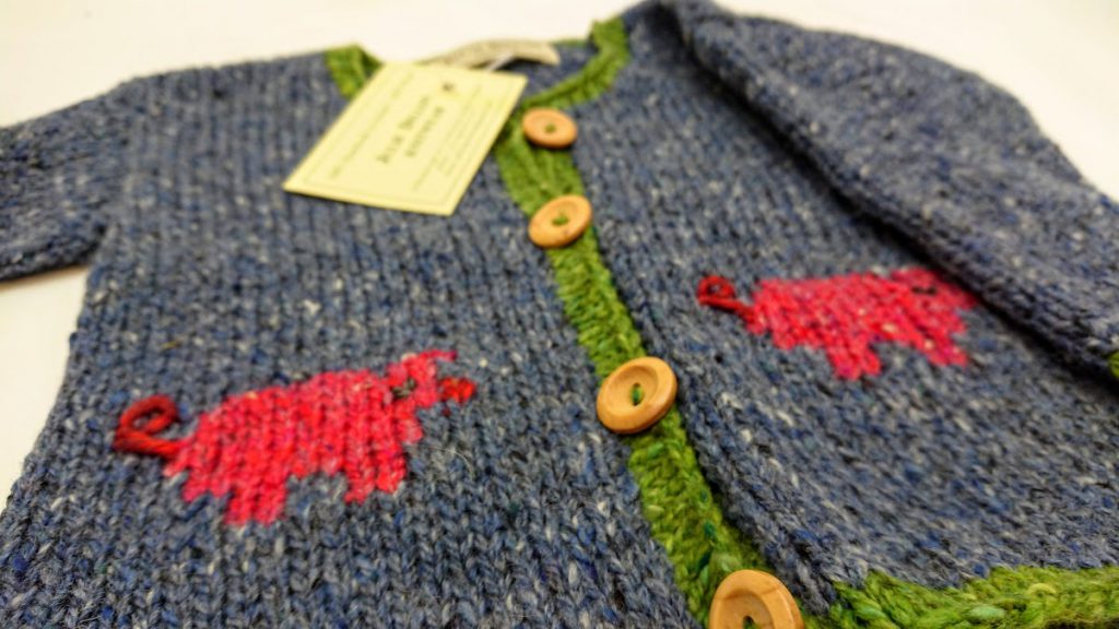 Julie Dillon Kids Knitted Wool Cardigan - Blue Pig