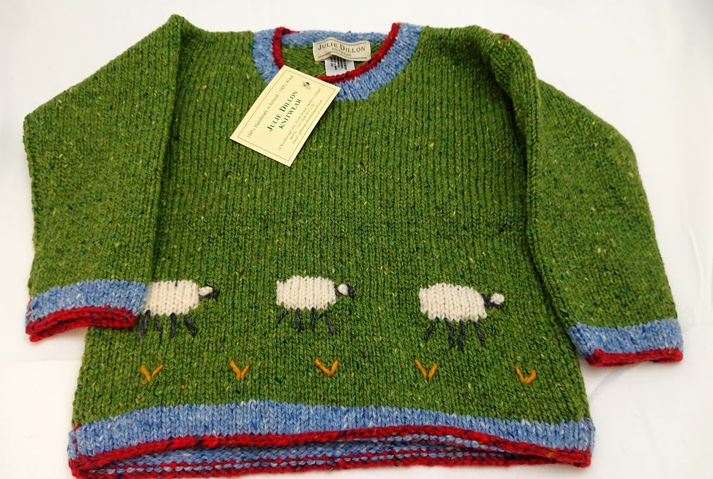 Julie Dillon Kids Knitted Wool Sweater - Green Sheep