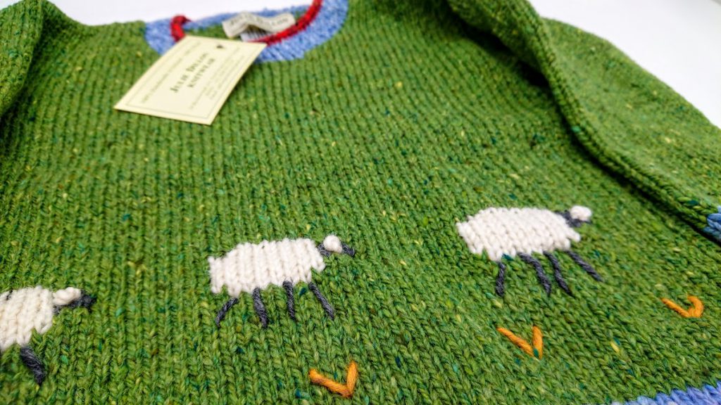 Julie Dillon Kids Knitted Wool Sweater - Green Sheep